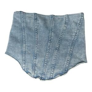 Good American Denim Strapless Corset Top Side Zipper Size Medium